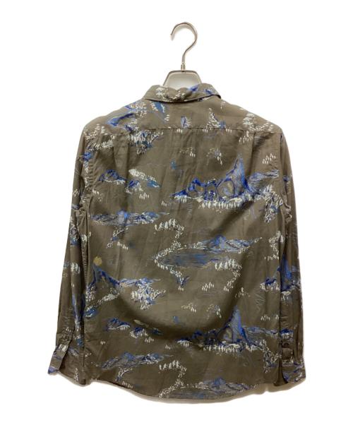 PS Paul Smith（ＰＳポールスミス）PS Paul Smith (ＰＳポールスミス) MOUNTAIN SKETCH PRINT SHIRT / マウンテンスケッチプリントシャツ オリーブ サイズ:Mの古着・服飾アイテム