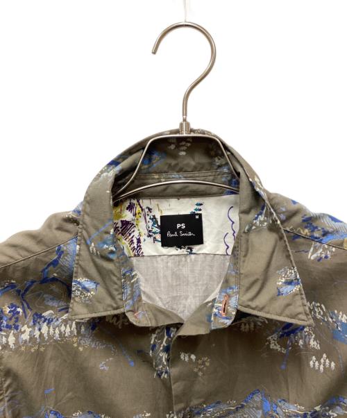PS Paul Smith（ＰＳポールスミス）PS Paul Smith (ＰＳポールスミス) MOUNTAIN SKETCH PRINT SHIRT / マウンテンスケッチプリントシャツ オリーブ サイズ:Mの古着・服飾アイテム