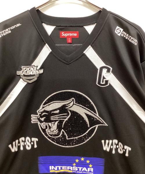 SUPREME（シュプリーム）SUPREME (シュプリーム) Rhinestone hockey jersey/ゲームシャツ ブラック サイズ:XLの古着・服飾アイテム