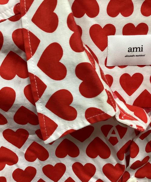 AMI Alexandre Mattiussi（アミアレクサンドルマテュッシ）AMI Alexandre Mattiussi (アミアレクサンドルマテュッシ) ハートパターンボクシーフィットシャツ レッド サイズ:XLの古着・服飾アイテム