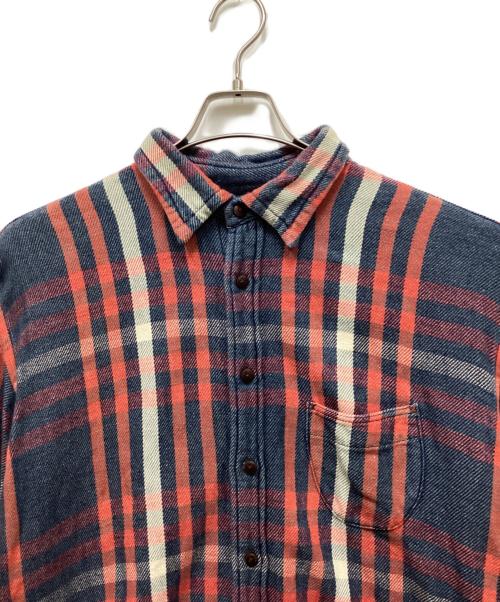 45rpm（45アールピーエム）45rpm (45アールピーエム) レザーボタンチェックネルシャツ ネイビー サイズ:Sの古着・服飾アイテム