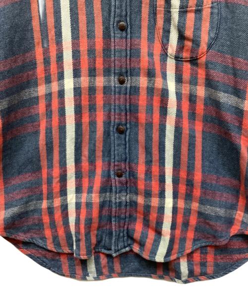 45rpm（45アールピーエム）45rpm (45アールピーエム) レザーボタンチェックネルシャツ ネイビー サイズ:Sの古着・服飾アイテム