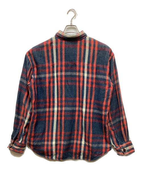 45rpm（45アールピーエム）45rpm (45アールピーエム) レザーボタンチェックネルシャツ ネイビー サイズ:Sの古着・服飾アイテム