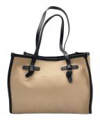 GIANNI CHIARINIジャンニ キアリーニ）の古着「レザーパイピングキャンバストートバッグ」｜ベージュ