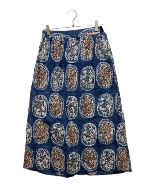 45rpm（45アールピーエム）45rpm (45アールピーエム) ブロックプリントスカート ネイビー サイズ:2の古着・服飾アイテム