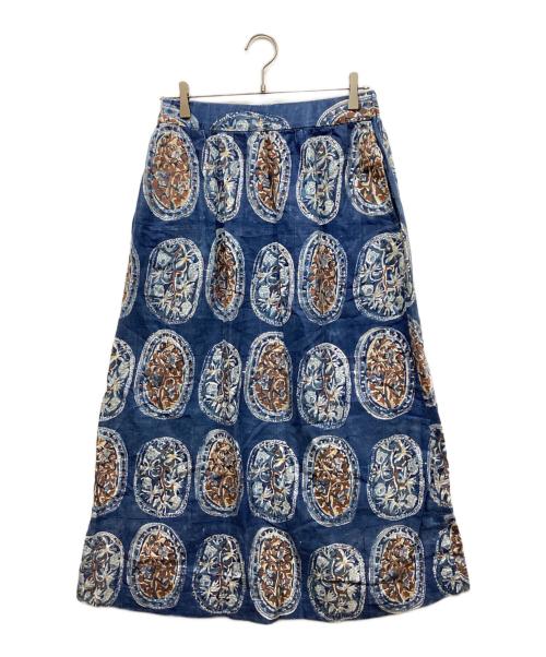 45rpm（45アールピーエム）45rpm (45アールピーエム) ブロックプリントスカート ネイビー サイズ:2の古着・服飾アイテム