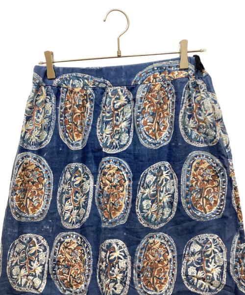 45rpm（45アールピーエム）45rpm (45アールピーエム) ブロックプリントスカート ネイビー サイズ:2の古着・服飾アイテム