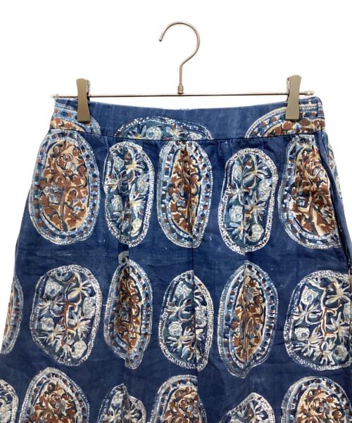 45rpm（45アールピーエム）45rpm (45アールピーエム) ブロックプリントスカート ネイビー サイズ:2の古着・服飾アイテム