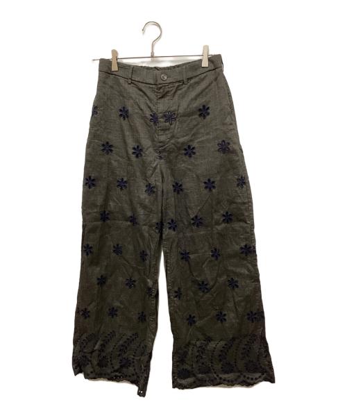 45rpm（45アールピーエム）45rpm (45アールピーエム) リネン混カッティングデザインパンツ グレー サイズ:3の古着・服飾アイテム