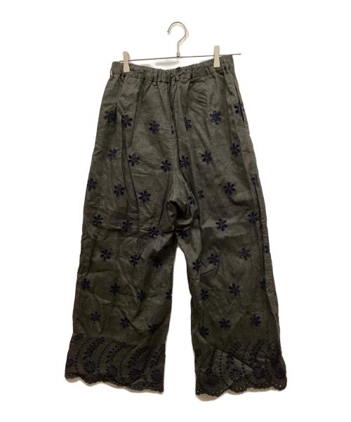 45rpm（45アールピーエム）45rpm (45アールピーエム) リネン混カッティングデザインパンツ グレー サイズ:3の古着・服飾アイテム