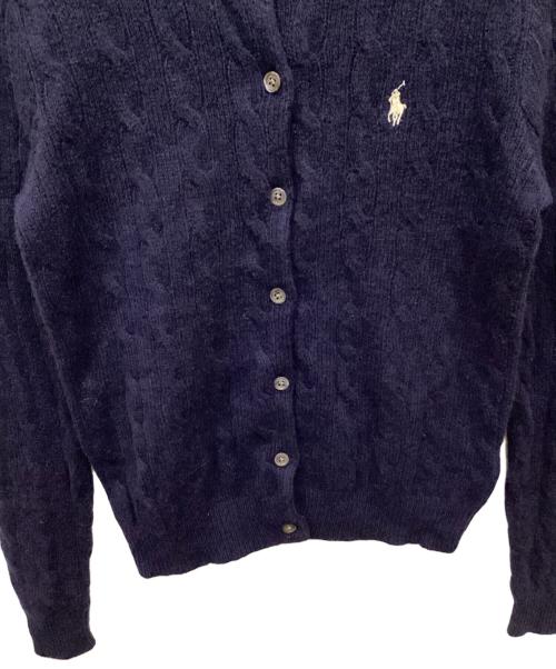 POLO RALPH LAUREN（ポロ・ラルフローレン）POLO RALPH LAUREN (ポロ・ラルフローレン) カシミヤ混ケーブルニットカーディガン ネイビー サイズ:Mの古着・服飾アイテム