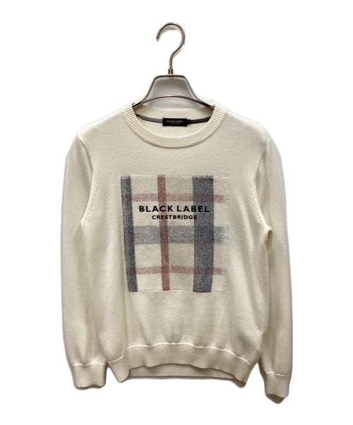 BLACK LABEL CRESTBRIDGE（ブラックレーベル クレストブリッジ）BLACK LABEL CRESTBRIDGE (ブラックレーベル クレストブリッジ) ロゴ刺繍ニット ホワイト サイズ:1の古着・服飾アイテム