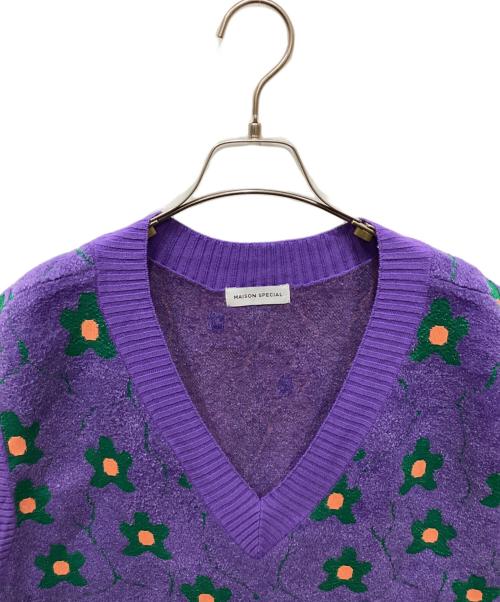 MAISON SPECIAL（メゾンスペシャル）MAISON SPECIAL (メゾンスペシャル) フラワージャガードニットベスト パープル サイズ:Freeの古着・服飾アイテム