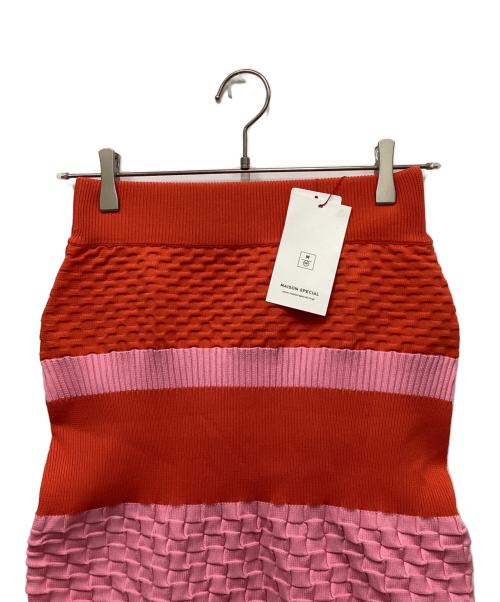 MAISON SPECIAL（メゾンスペシャル）MAISON SPECIAL (メゾンスペシャル) border knit tight skirt/ボーダーニットタイトスカート ピンク サイズ:FREE 未使用品の古着・服飾アイテム