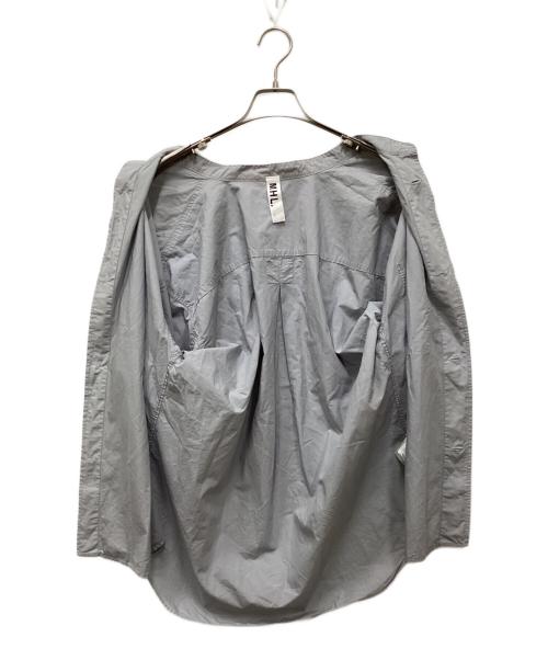 MHL（エムエイチエル）MHL (エムエイチエル) COTTON RAMIE POPLIN SS SHIRT/コットンラミーポプリンシャツ グレー サイズ:Lの古着・服飾アイテム