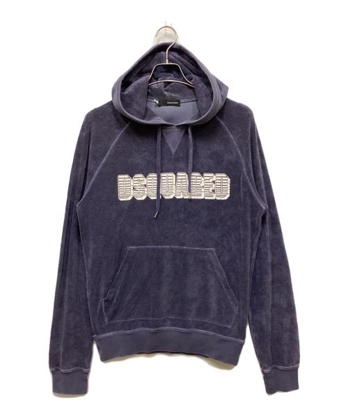 DSQUARED2（ディースクエアード）DSQUARED2 (ディースクエアード) ロゴパイルパーカー ネイビー サイズ:Mの古着・服飾アイテム
