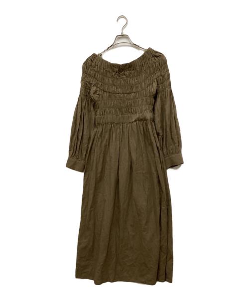 Whim Gazette（ウィムガゼット）Whim Gazette (ウィムガゼット) シャーリングワンピース カーキ サイズ:Freeの古着・服飾アイテム