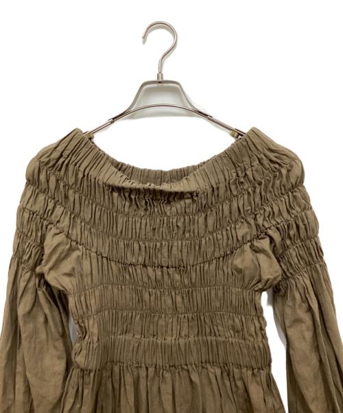 Whim Gazette（ウィムガゼット）Whim Gazette (ウィムガゼット) シャーリングワンピース カーキ サイズ:Freeの古着・服飾アイテム