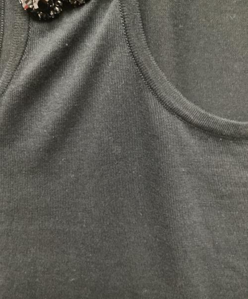 MARNI（マルニ）MARNI (マルニ) ビジュー付ノースリーブカットソー ネイビー サイズ:38の古着・服飾アイテム