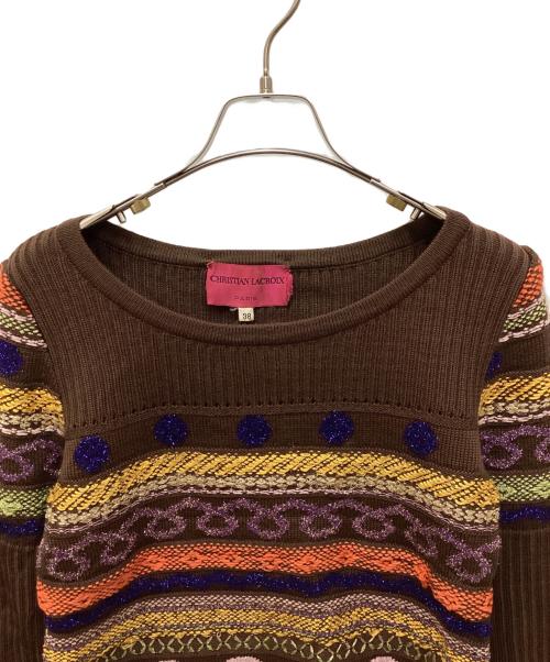 Christian Lacroix（クリスチャン ラクロワ）Christian Lacroix (クリスチャン ラクロワ) ニットセットアップ ブラウン サイズ:38の古着・服飾アイテム