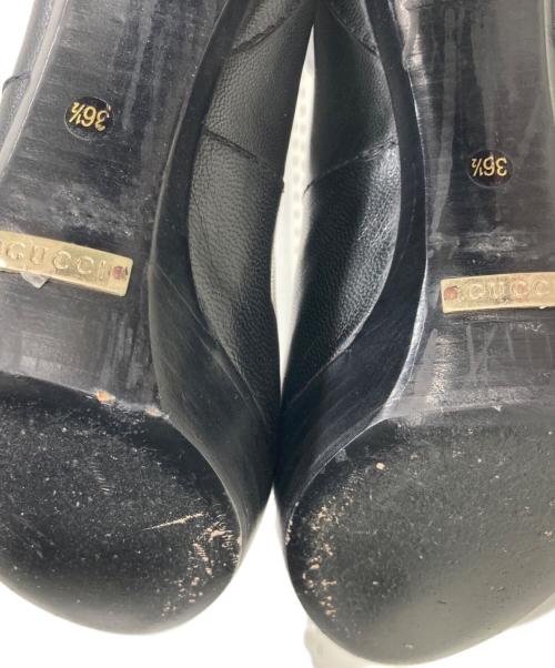 GUCCI（グッチ）GUCCI (グッチ) メタルプレートブロックヒールロングブーツ ブラック サイズ:36.5の古着・服飾アイテム