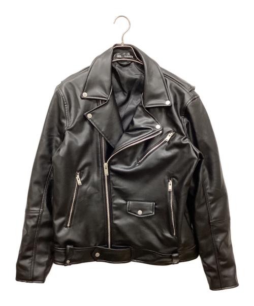 ZARA（ザラ）ZARA (ザラ) フェイクレザーバイカージャケット ブラック サイズ:Lの古着・服飾アイテム