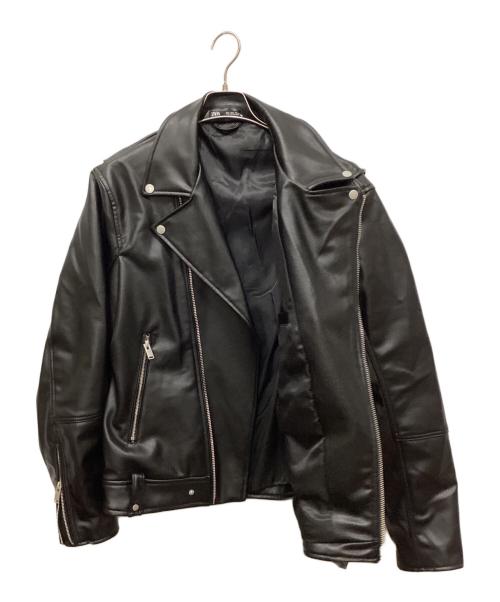 ZARA（ザラ）ZARA (ザラ) フェイクレザーバイカージャケット ブラック サイズ:Lの古着・服飾アイテム