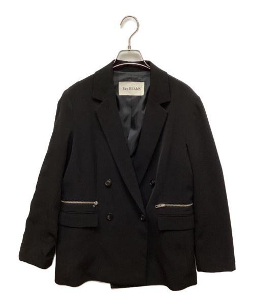 RAY BEAMS（レイ ビームス）RAY BEAMS (レイ ビームス) ジップ ポケット 4ボタン ダブル ジャケット ブラックの古着・服飾アイテム