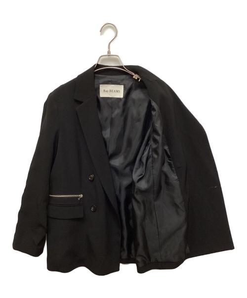 RAY BEAMS（レイ ビームス）RAY BEAMS (レイ ビームス) ジップ ポケット 4ボタン ダブル ジャケット ブラックの古着・服飾アイテム