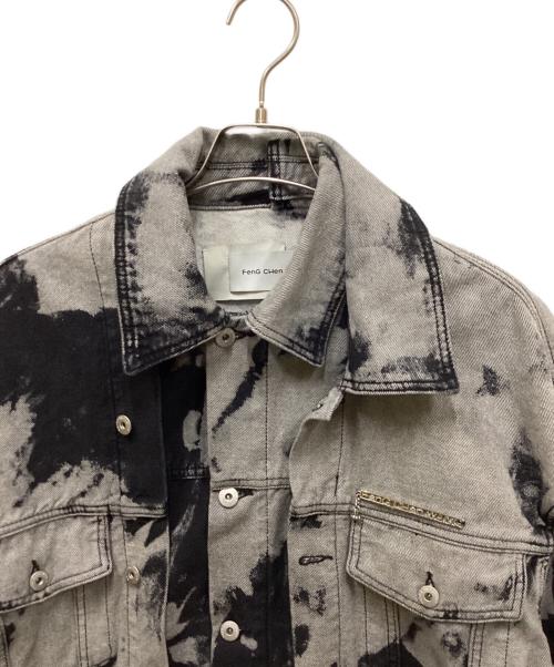 FenG CHen WANG（フェンチェンワン）FenG CHen WANG (フェンチェンワン) Tie-dye Layered Denim Jacket/タイダイレイヤードデニムジャケット グレー サイズ:Lの古着・服飾アイテム