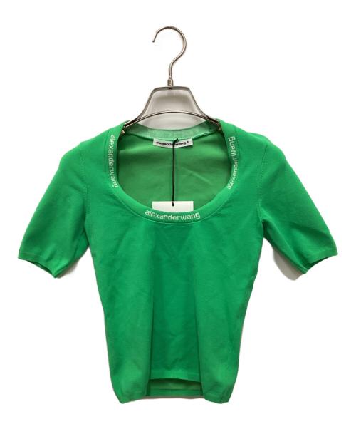 ALEXANDER WANG.T（アレキサンダーワンティー）ALEXANDER WANG.T (アレキサンダーワンティー) リブジャガードニットTシャツ グリーン サイズ:XSの古着・服飾アイテム