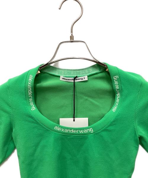 ALEXANDER WANG.T（アレキサンダーワンティー）ALEXANDER WANG.T (アレキサンダーワンティー) リブジャガードニットTシャツ グリーン サイズ:XSの古着・服飾アイテム