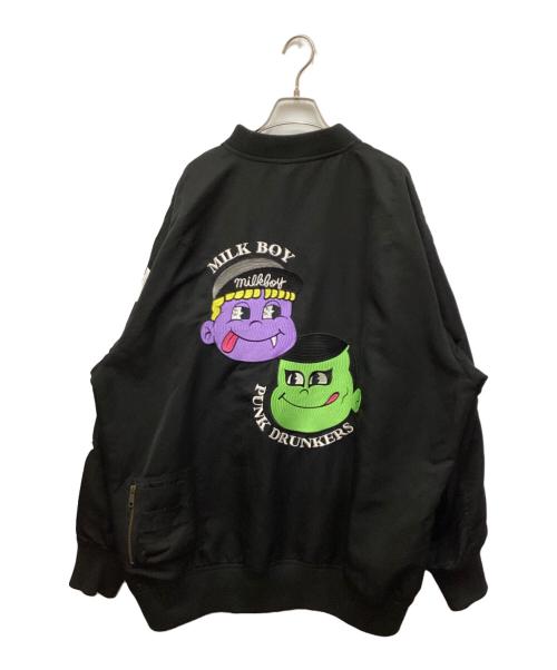 PUNK DRUNKERS（パンクドランカーズ）PUNK DRUNKERS (パンクドランカーズ) LAND by MILKBOY (ランドバイミルクボーイ) BIGシルエットMA-1.JKT ブラック サイズ:Lの古着・服飾アイテム