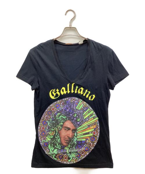 JOHN GALLIANO（ジョンガリアーノ）JOHN GALLIANO (ジョンガリアーノ) ジョンガリアーノ本人プリントTシャツ ブラック サイズ:Mの古着・服飾アイテム