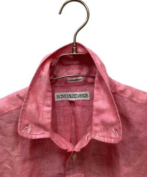 INDIVIDUALIZED SHIRTS（インディビジュアライズドシャツ）INDIVIDUALIZED SHIRTS (インディビジュアライズドシャツ) リネンシャツ ピンク サイズ:15 1/2 33の古着・服飾アイテム