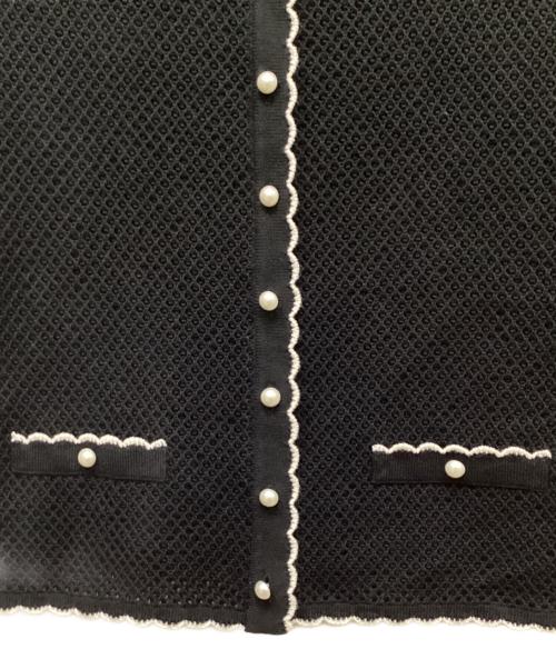 Rene（ルネ）Rene (ルネ) スカラップ半袖ニットカーデ ブラック サイズ:36の古着・服飾アイテム