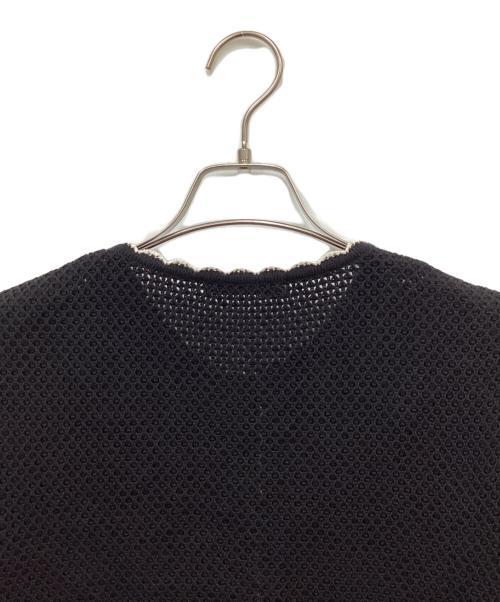 Rene（ルネ）Rene (ルネ) スカラップ半袖ニットカーデ ブラック サイズ:36の古着・服飾アイテム