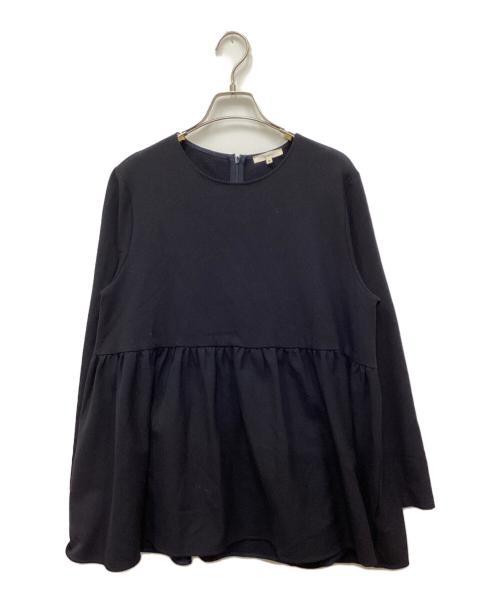 YORI（ヨリ）YORI (ヨリ) 起毛フリルブラウス ネイビー サイズ:38の古着・服飾アイテム