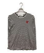 PLAY COMME des GARCONSプレイコムデギャルソン）の古着「Unisex Border Long Sleeve T-Shirt」｜ホワイト