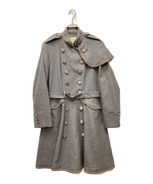 Metamorphose（メタモルフォーゼ）Metamorphose (メタモルフォーゼ) スタンドカラーウールジョーゼットダブルコート グレー サイズ:ーの古着・服飾アイテム