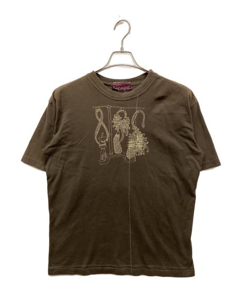 NEMETH（ネメス）NEMETH (ネメス) ステッチ×ローププリントTシャツ ブラウン サイズ:-の古着・服飾アイテム