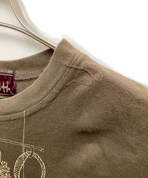 NEMETH（ネメス）NEMETH (ネメス) ステッチ×ローププリントTシャツ ブラウン サイズ:-の古着・服飾アイテム