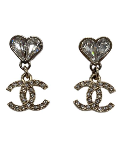 CHANEL（シャネル）CHANEL (シャネル) ココマーク×ハートラインストーンピアスの古着・服飾アイテム