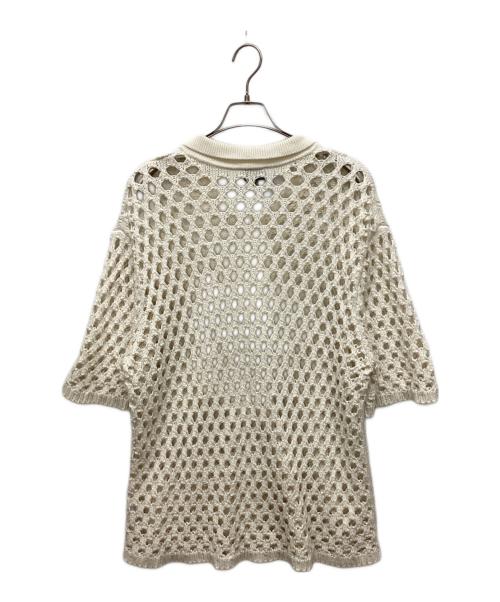 stussy（ステューシー）stussy (ステューシー) BIG MESH POLO SWEATER ホワイト サイズ:Lの古着・服飾アイテム