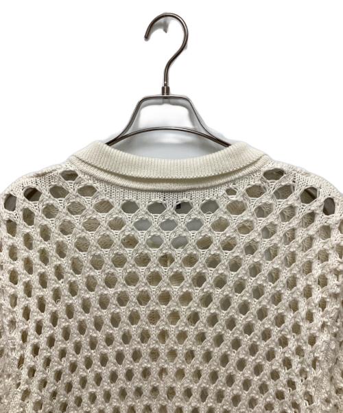 stussy（ステューシー）stussy (ステューシー) BIG MESH POLO SWEATER ホワイト サイズ:Lの古着・服飾アイテム