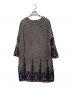Marble SUDマーブルシュッド）の古着「長袖刺繍ワンピース」｜グレー