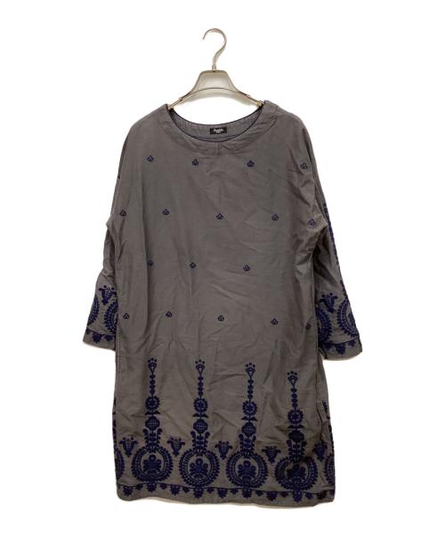 Marble SUD（マーブルシュッド）Marble SUD (マーブルシュッド) 長袖刺繍ワンピース グレー サイズ:FREEの古着・服飾アイテム