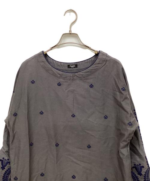 Marble SUD（マーブルシュッド）Marble SUD (マーブルシュッド) 長袖刺繍ワンピース グレー サイズ:FREEの古着・服飾アイテム
