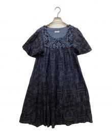 Marble SUD（マーブルシュッド）の古着「半袖刺繍ワンピース/ハンソデシシュウワンピース」｜ブルー