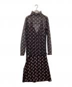 SOULEIADOソレイアード）の古着「プリントエプロン キャミソールワンピース」｜ネイビー